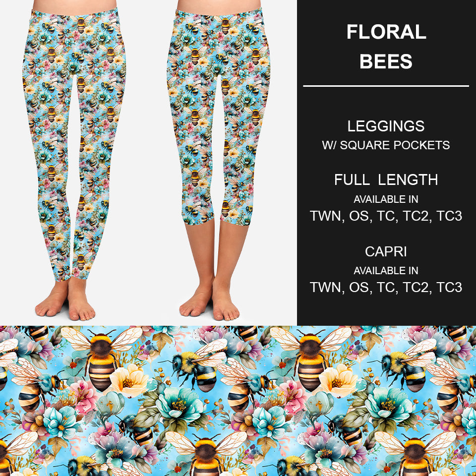 RTS - Floral Bees Leggings w/ Pockets