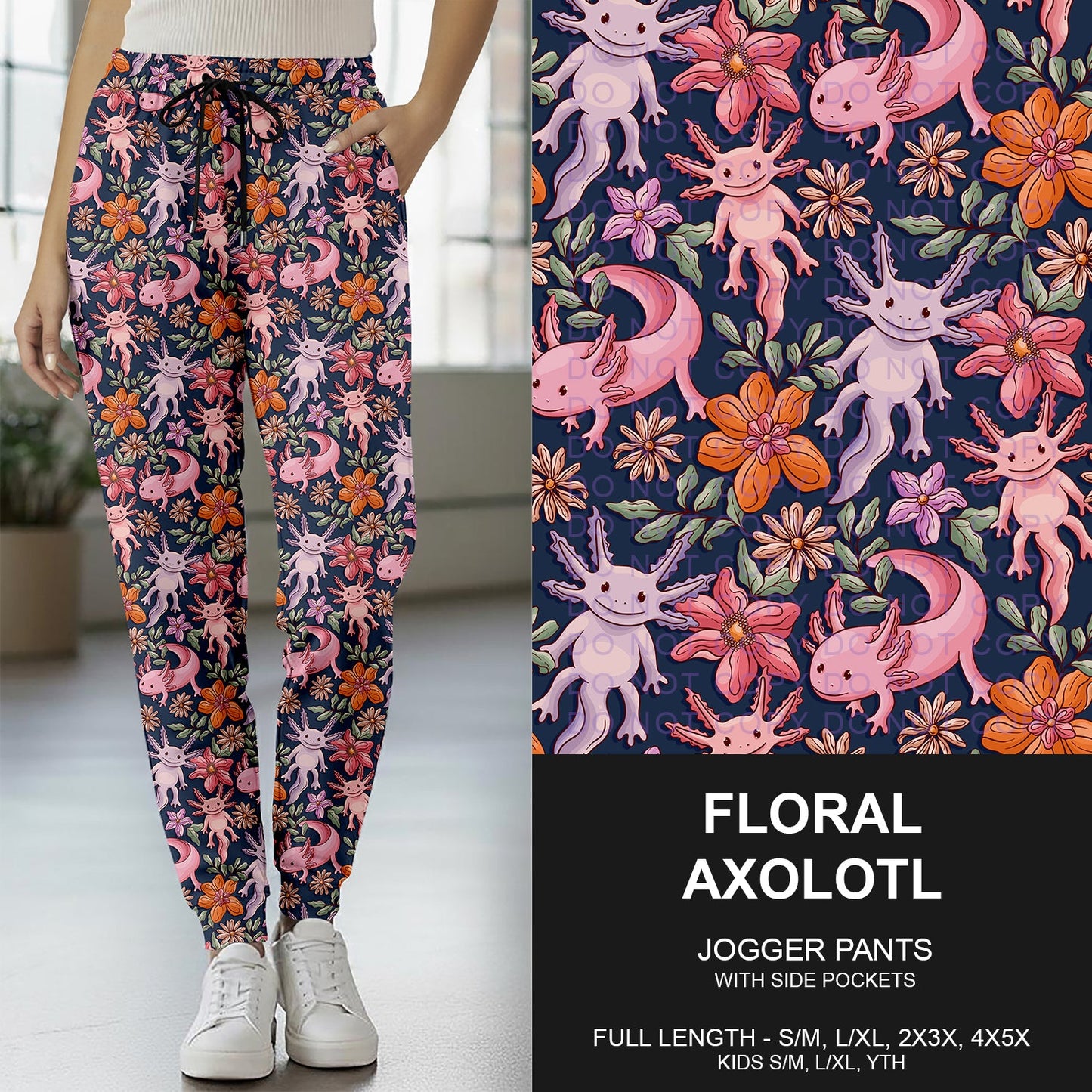 B265 - Preorder Floral Axolotl Joggers (Closes 12/14. ETA mid Feb..)