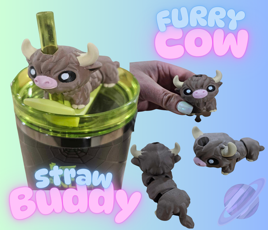 FURRY COW STRAW BUDDY