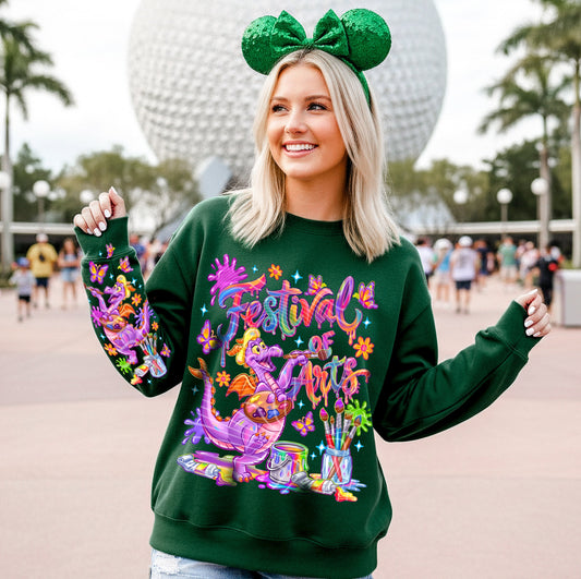 PAINTING DRAGON SWEATSHIRT W/ SLEEVE PRINT