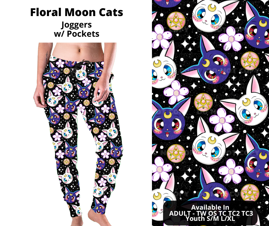 Preorder! Closes 11/21. ETA Jan. Floral Moon Cats Joggers