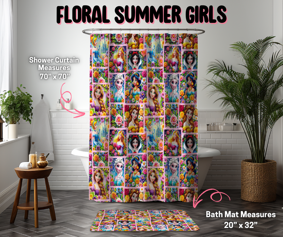 Floral Summer Girls Custom Bath Mat