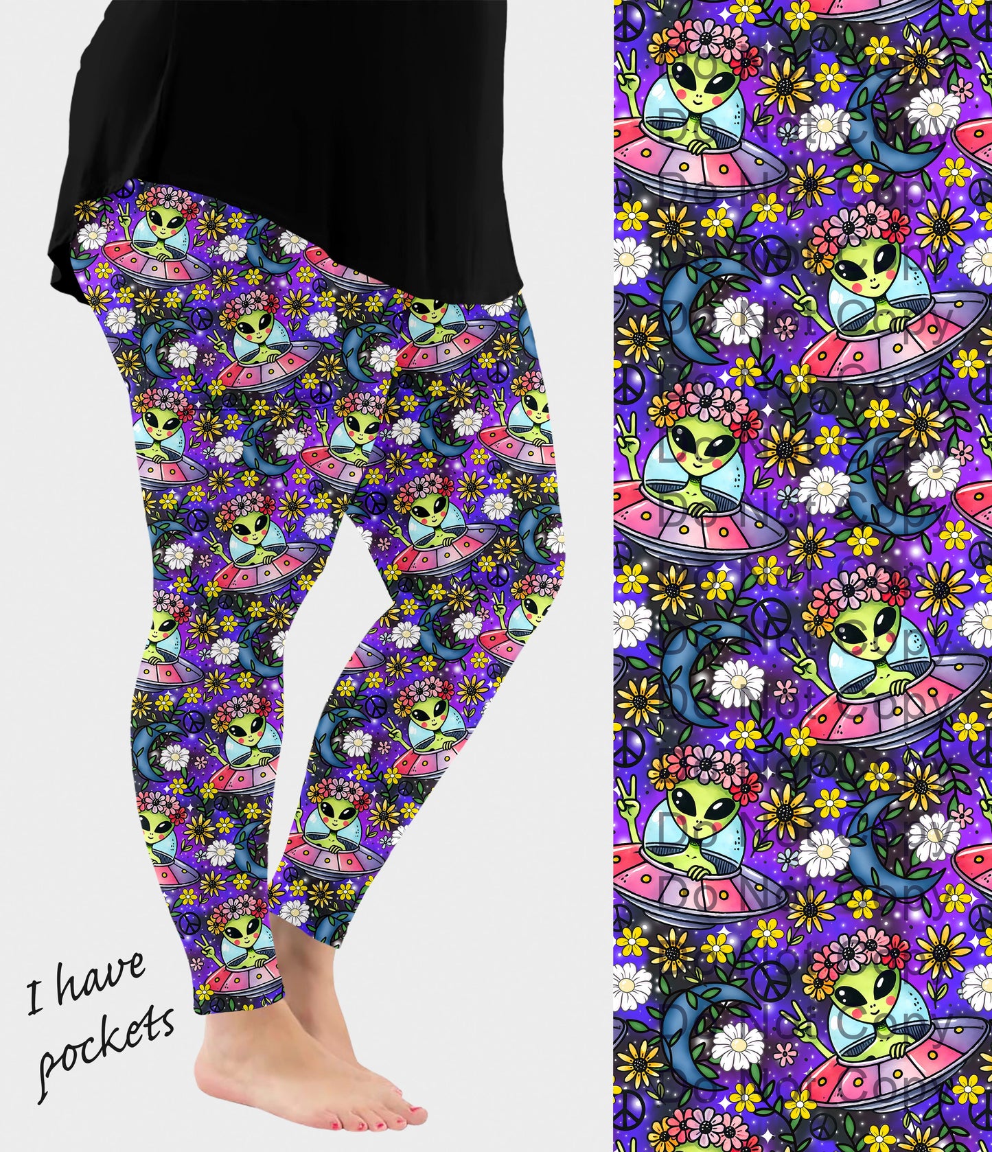 RTS - Floral Aliens Leggings with Pockets
