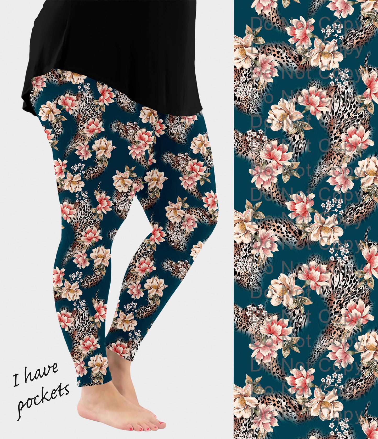 RTS - Floral Leopard Leggings w/ Pockets