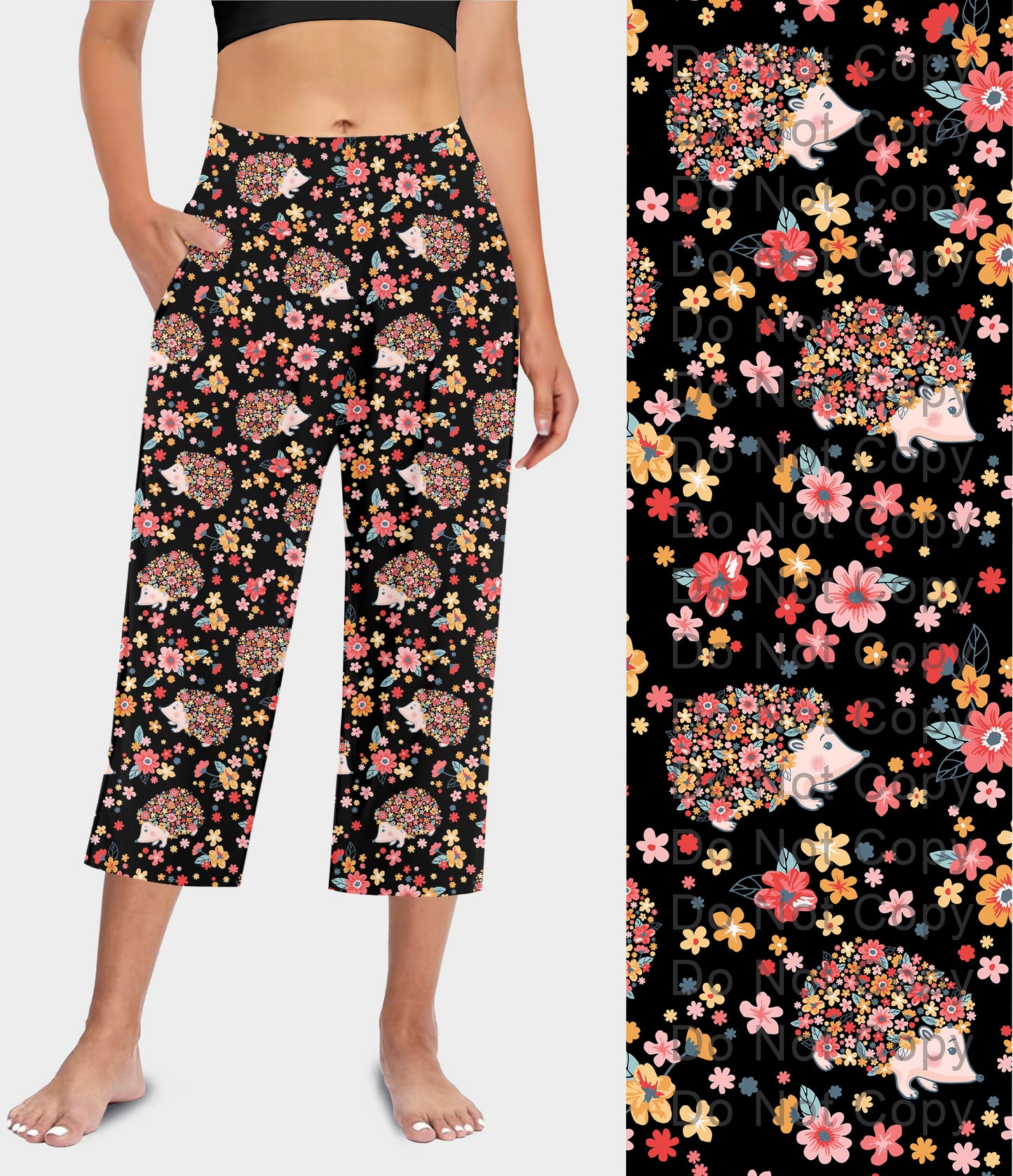 RTS - Floral Hedgehog Capri Lounge Pants