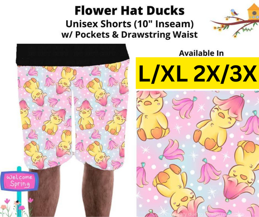 Flower Hat Ducks Unisex Shorts