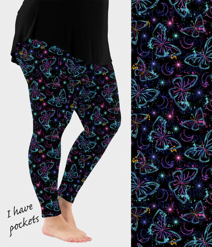 RTS - Fluorescent Butterfly Leggings w/ Pockets