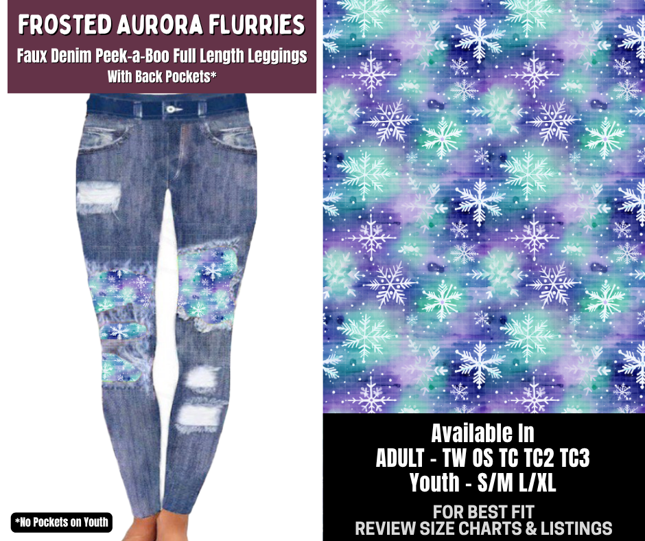 Preorder! Closes 9/14. ETA Dec. Frosted Aurora Flakes Full Length Faux Denim Peekaboo