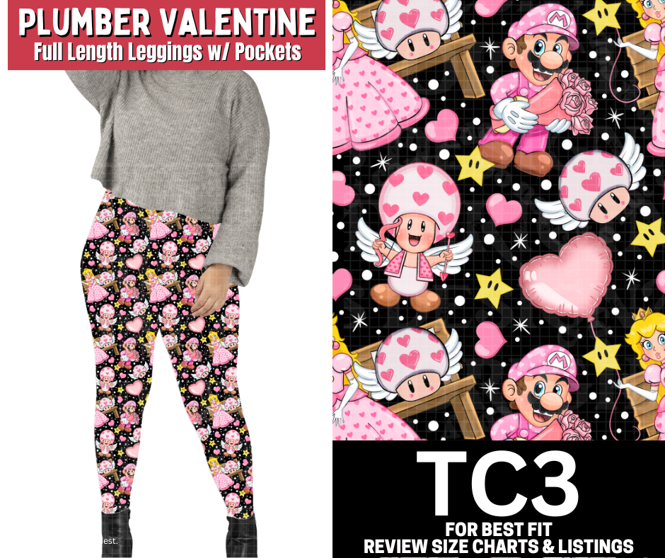 Plumber Valentine Full Length Leggings w/ Pockets