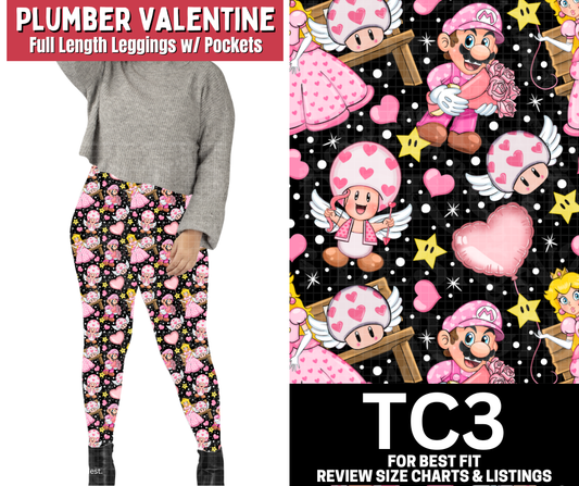 Plumber Valentine Full Length Leggings w/ Pockets