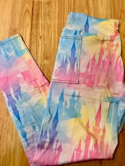 RTS - Pastel Castle Full Joggers/Capri Loungers/Unisex Shorts