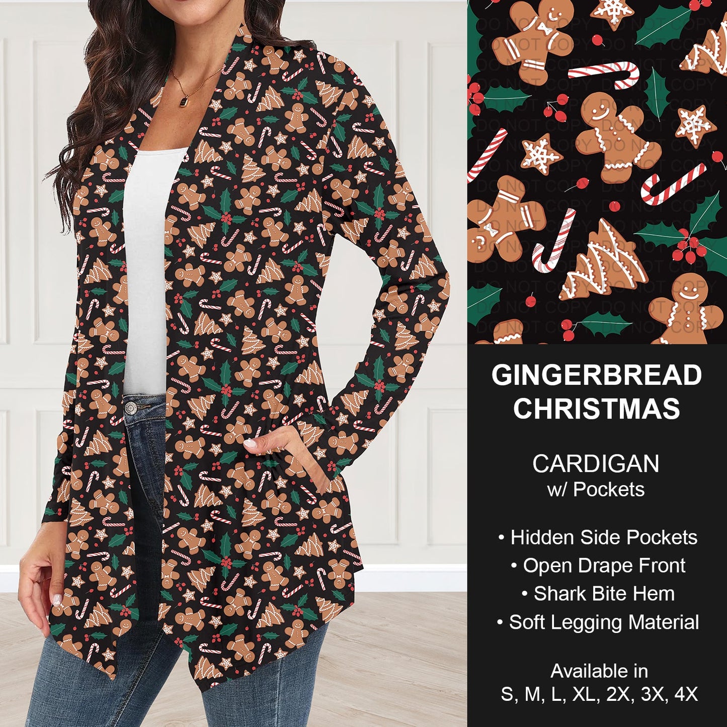 B303 - Preorder Gingerbread Christmas Cardigan w/ Pockets (Closes 7/26. ETA: early Oct.)