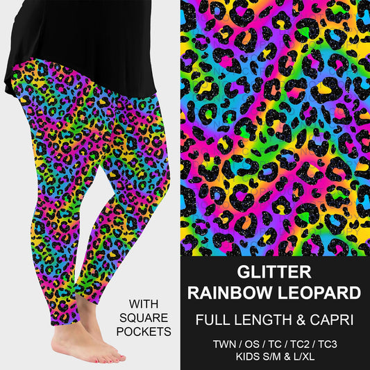 B269 - Preorder Glitter Rainbow Leopard Leggings w/ Pockets (Closes 12/28. ETA: early March)