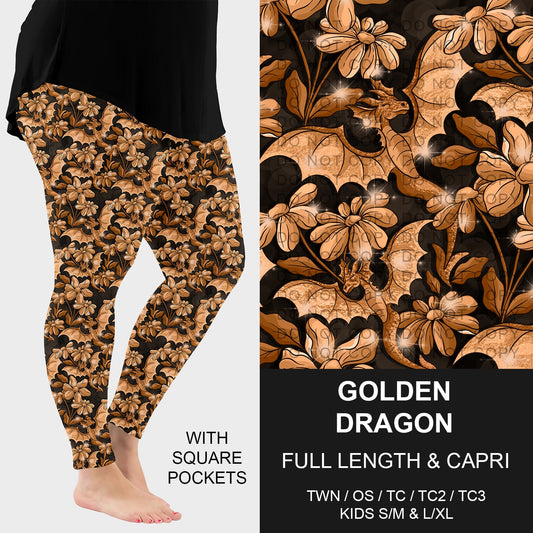 B267 - Preorder Golden Dragon Leggings w/ Pockets (Closes 12/21. ETA: late Feb.)