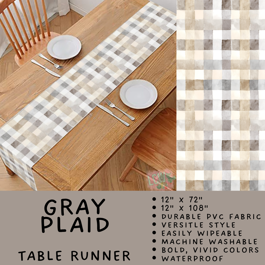 Batch #588 - Table Runners - Closes 9/21 - ETA early/mid Nov - Gray Plaid Table Runner