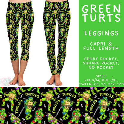 Batch #586 - Cool Characters 18 - Closes 9/16 - ETA mid Nov - Green Turts Full and Capri Length Leggings