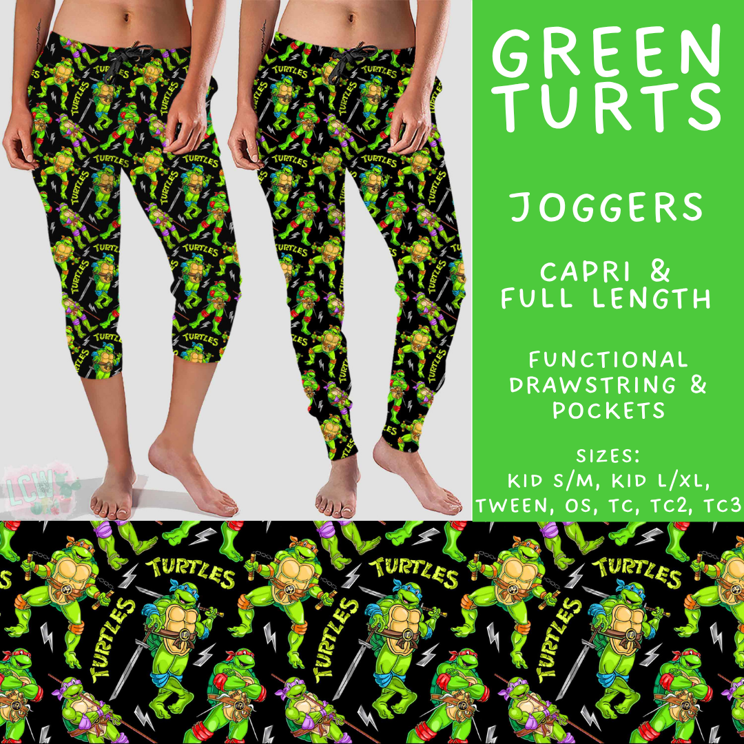 Batch #586 - Cool Characters 18 - Closes 9/16 - ETA mid Nov - Green Turts Full and Capri Length Joggers