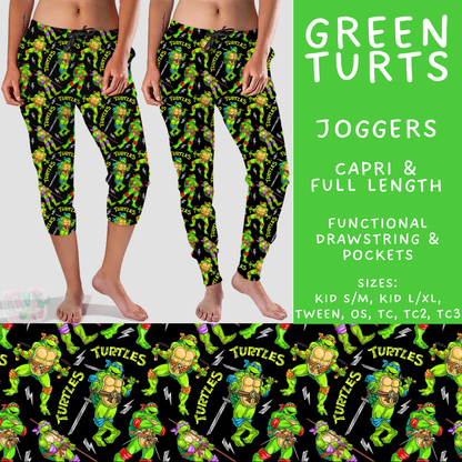 Batch #586 - Cool Characters 18 - Closes 9/16 - ETA mid Nov - Green Turts Full and Capri Length Joggers