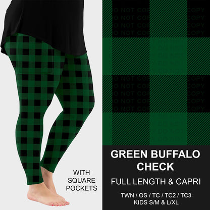 B268 - Preorder Green Buffalo Check Leggings w/ Pockets (Closes 12/28. ETA: mid Feb.)