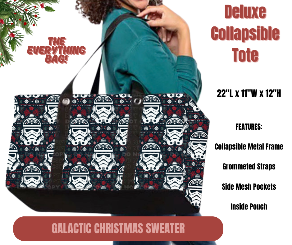 Galactic Christmas Sweater Collapsible Tote