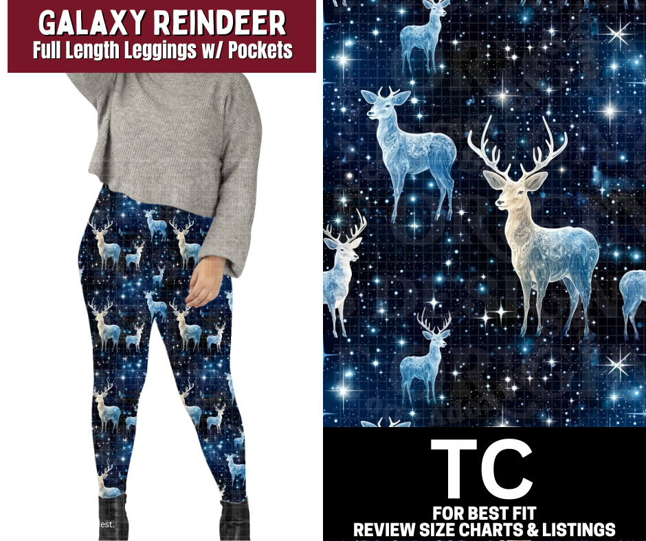 Galaxy Reindeer Full Length Leggings w/ Pockets