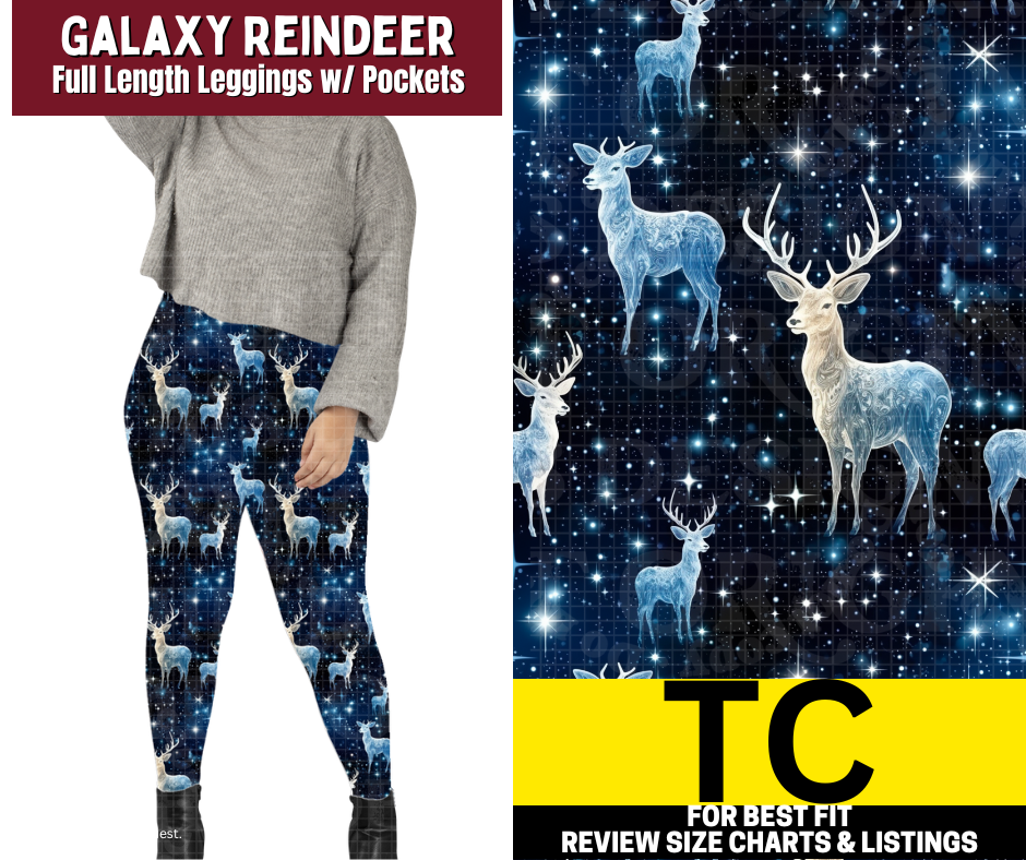 Galaxy Reindeer Full Length Leggings w/ Pockets