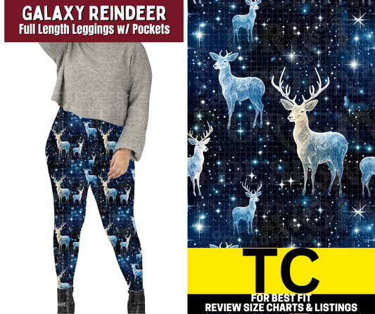 Galaxy Reindeer Full Length Leggings w/ Pockets