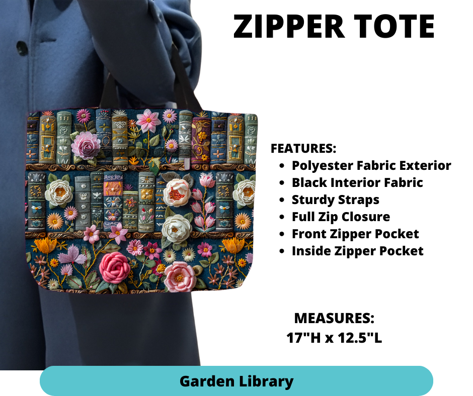 Preorder! Closes 12/4. ETA Feb. Garden Library Zipper Tote