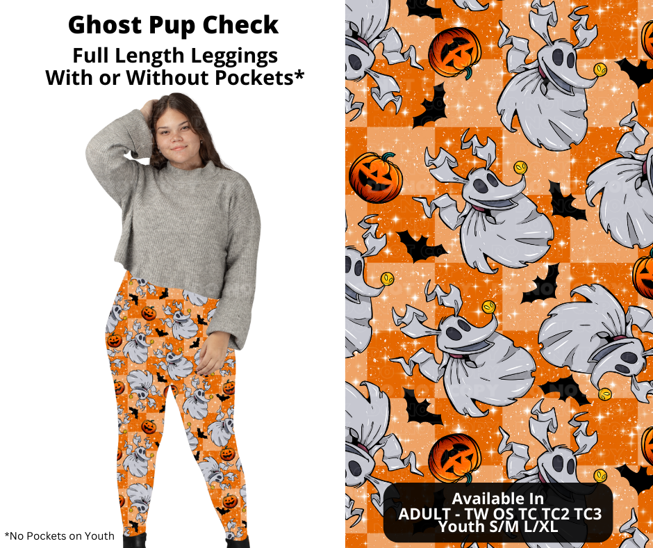 Ghost Pup Check Full Length Leggings w/ Pockets