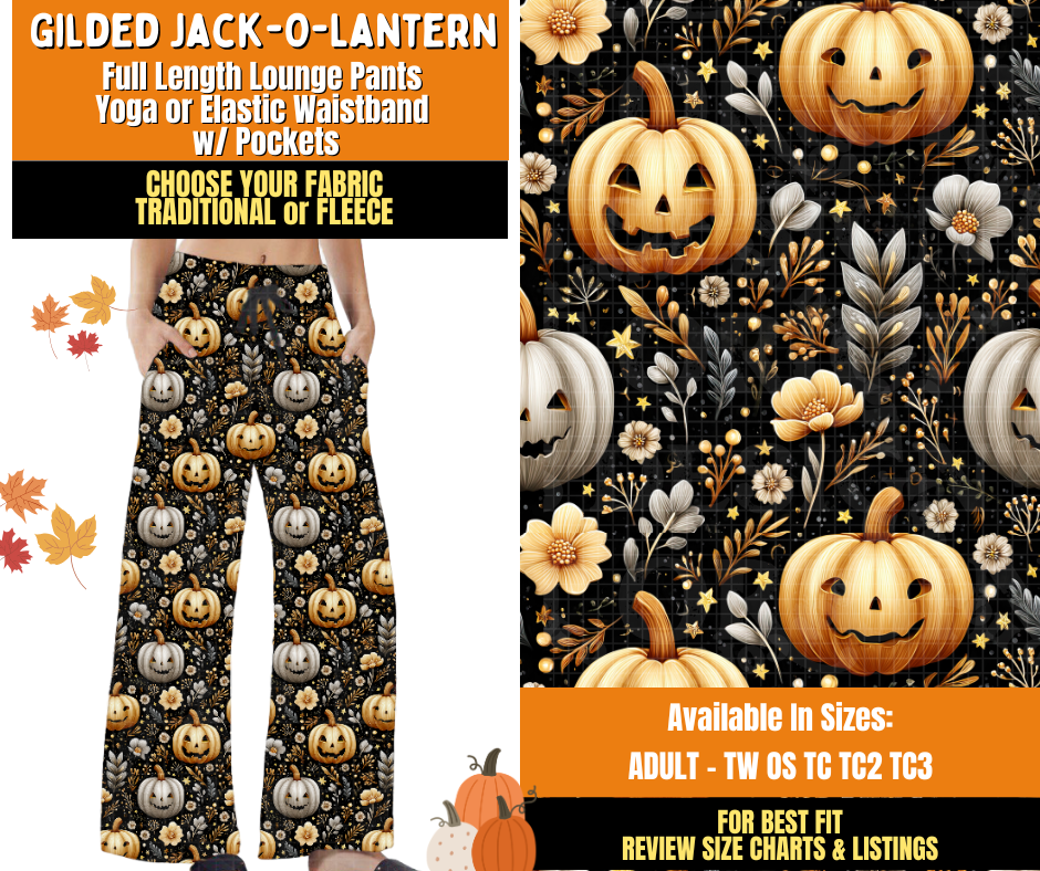Preorder! Closes 7/16. ETA Oct. Gilded Jack-O-Lantern Lounge Pants Choose Fleece or Traditional