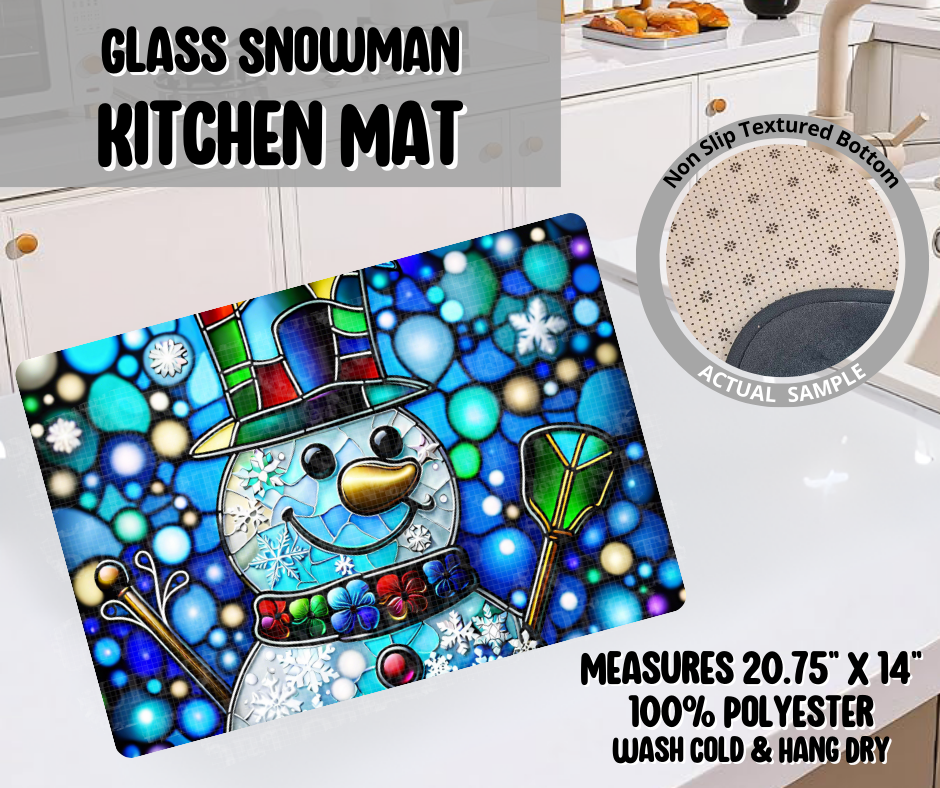 Glass Snowman Kitchen Mat