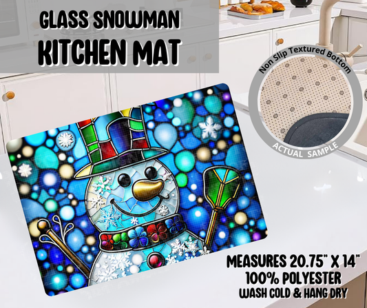 Glass Snowman Kitchen Mat