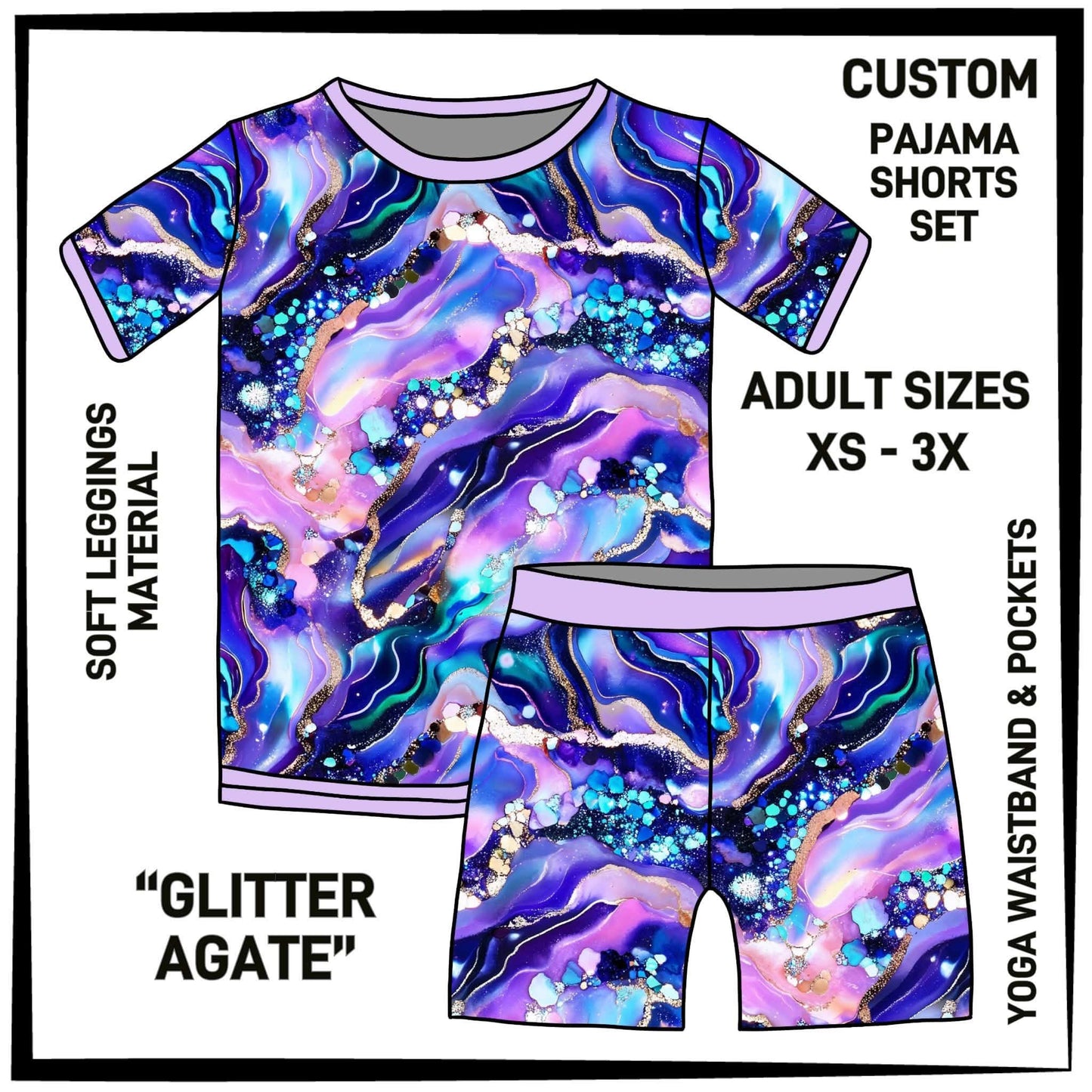 PS1S - Glitter Agate Pajamas Top & Shorts Set - Preorder Closing 7/1 ETA: Late Aug