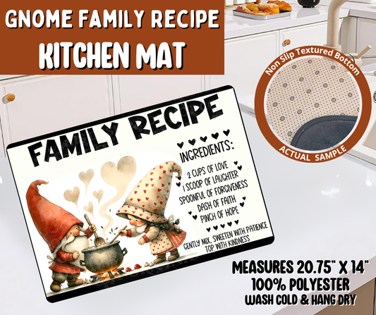 Preorder! Closes 10/19. ETA Jan. Gnome Family Recipe Kitchen Mat
