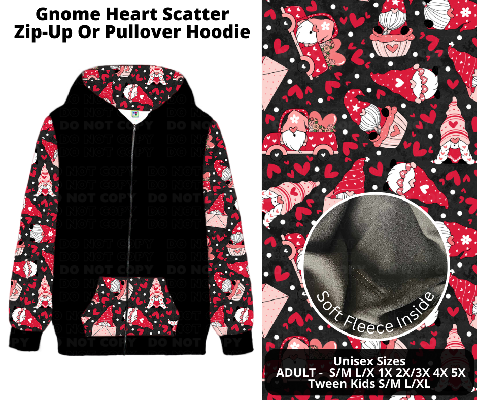 Preorder! Closes 11/28. ETA Feb. Gnome Heart Scatter Zip-Up or Pullover Hoodie