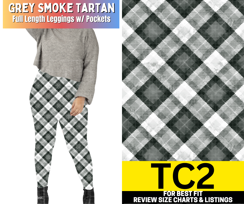 Grey Smoke Tartan Fleece Leggings