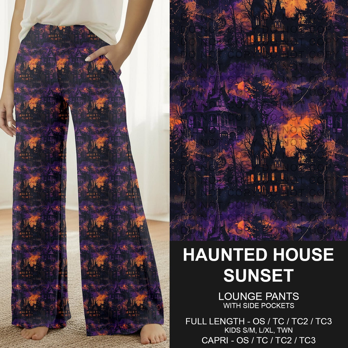 B305 - Preorder Haunted House Sunset Lounge Pants (Closes 8/02. ETA: early Oct.)