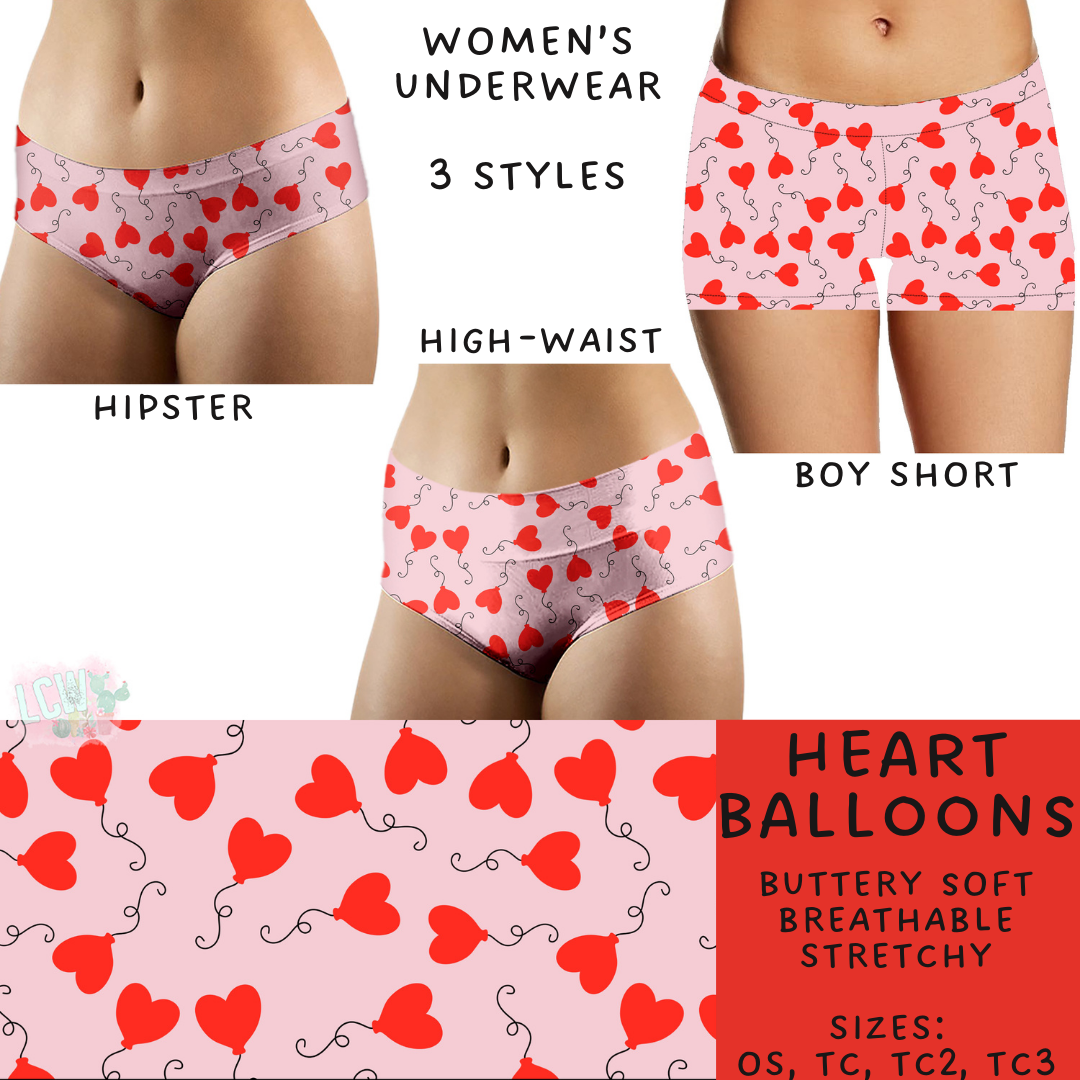 Batch #612 - Valentine's Matching Underwear - Closes 11/11 - ETA mid Jan - Heart Balloons Women's Underwear
