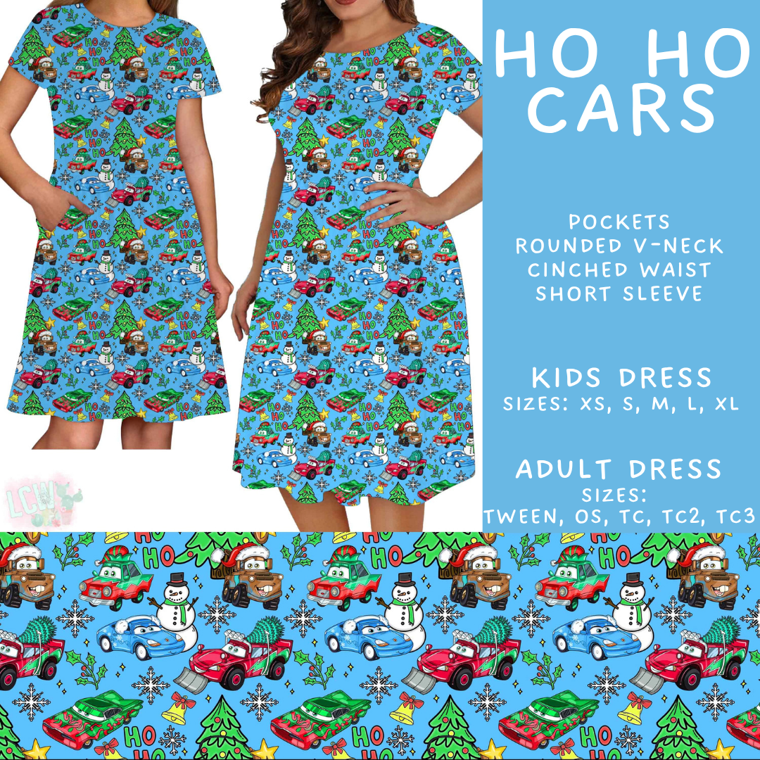 Batch #598 - Magical Character Christmas 2 - Closes 10/14 - ETA early Dec - Ho Ho Cars Adult & Kids Dresses