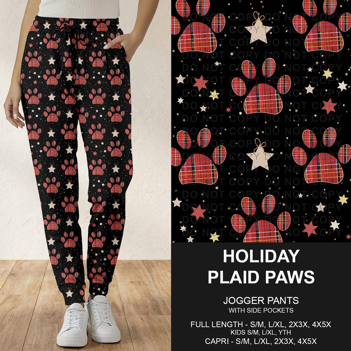 B303 - Preorder Holiday Plaid Paws Joggers (Closes 7/26. ETA: early Oct.)
