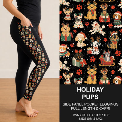 B311 - Preorder Holiday Pups Side Panel Pocket Leggings (Closes 9/06. ETA: mid Nov.)