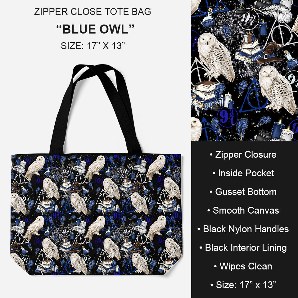 B195 - Preorder Blue Owl Tote Bag (Closes 11/19. ETA: late Jan.)