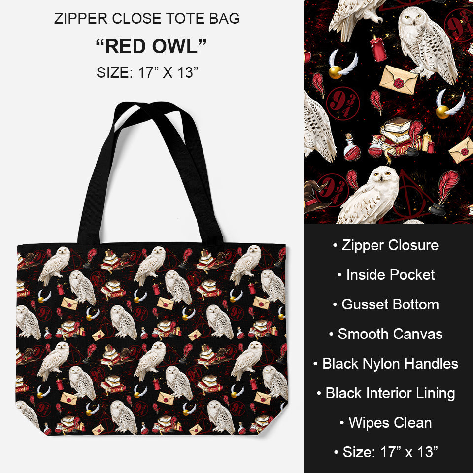 B195 - Preorder Red Owl Tote Bag (Closes 11/19. ETA: late Jan.)