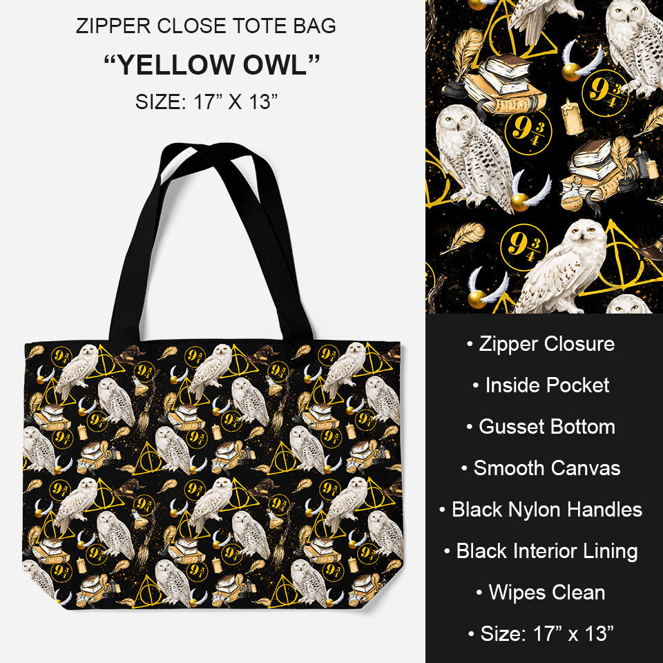 B195 - Preorder Yellow Owl Tote Bag (Closes 11/19. ETA: late Jan.)