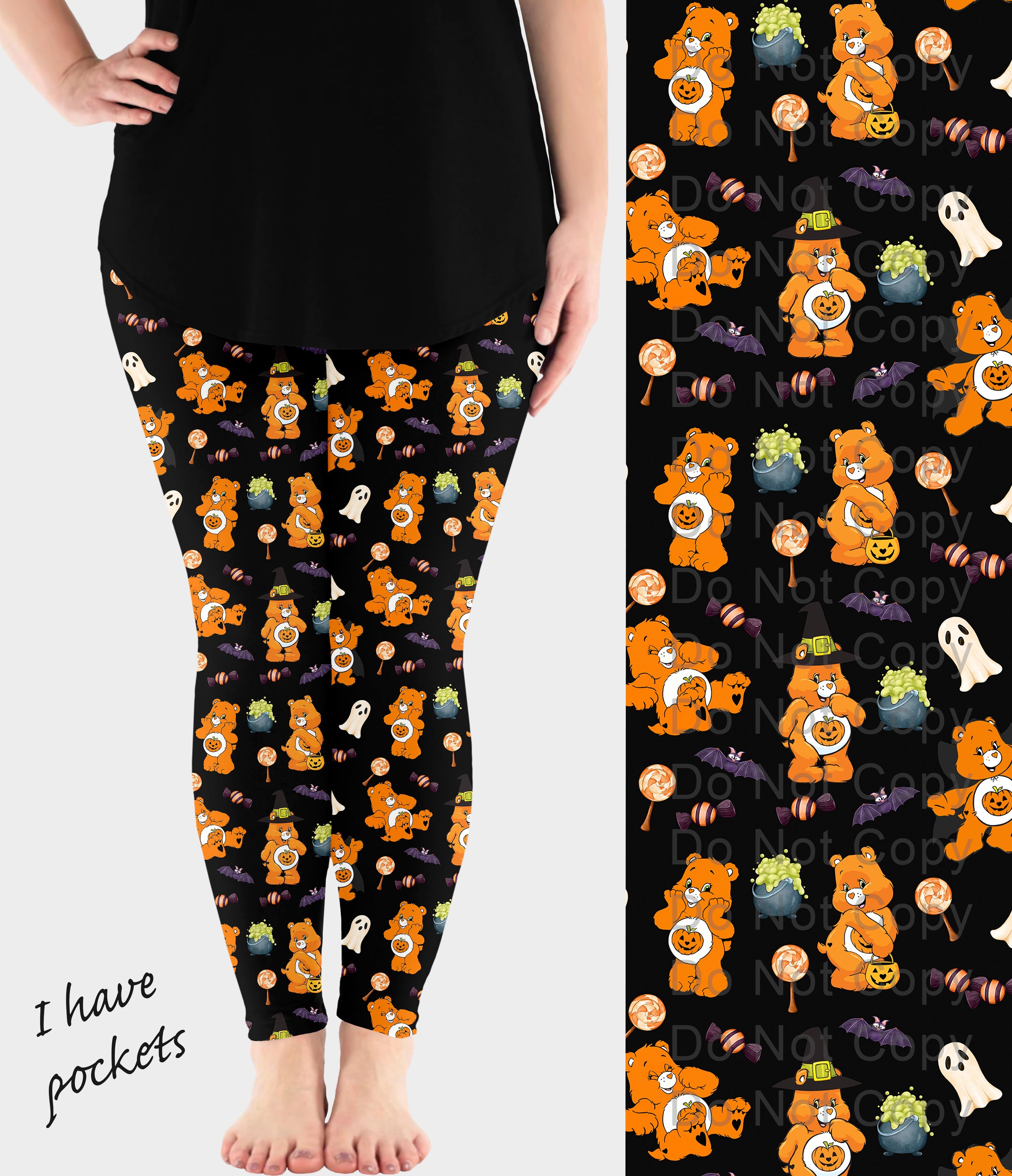 RTS - Halloween Bear Leggings w/ Pockets