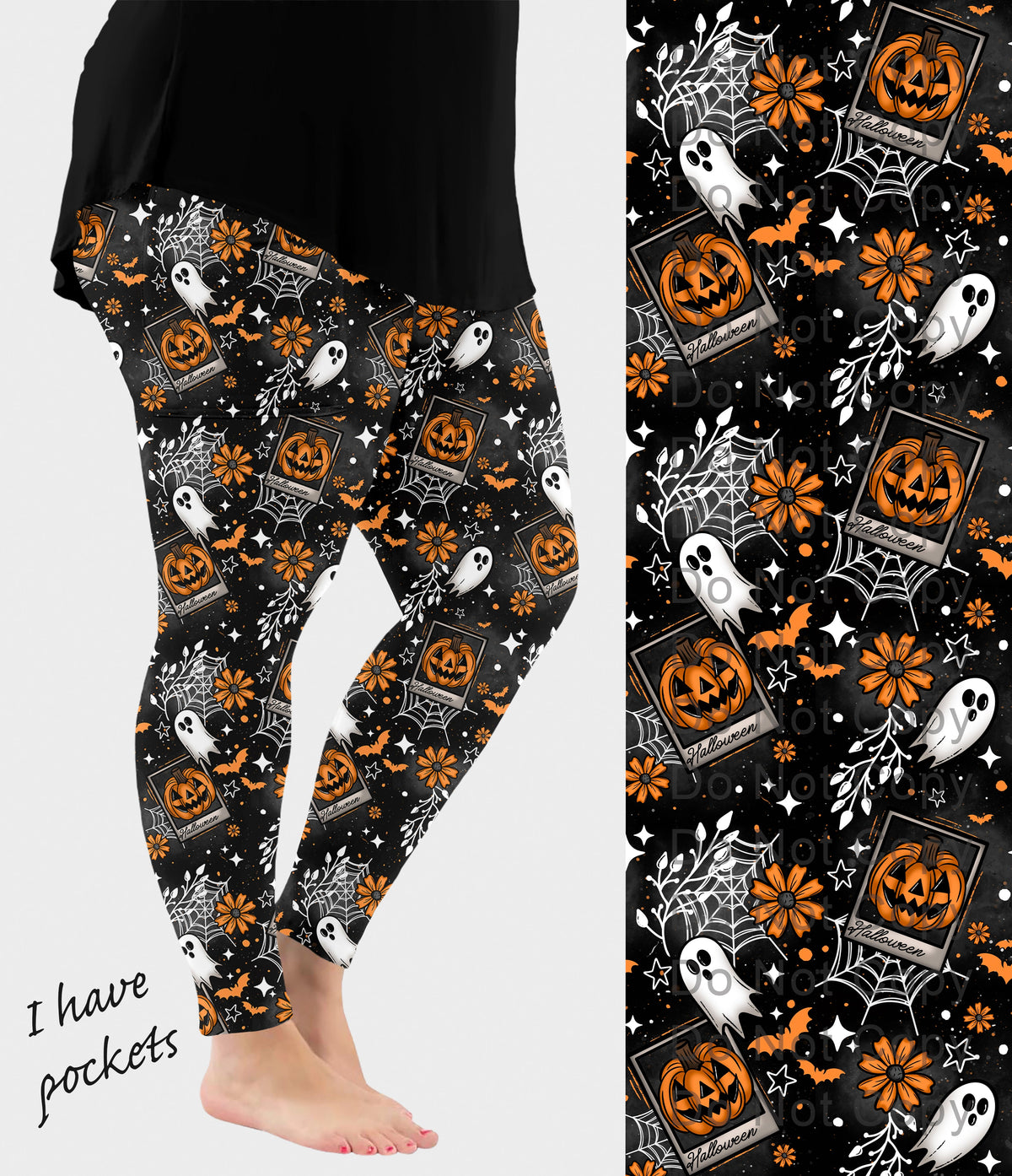 RTS - Halloween Card Leggings with Pockets
