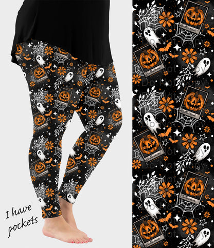 RTS - Halloween Card Leggings with Pockets