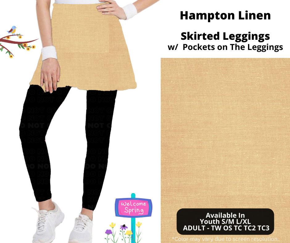 Preorder! Closes 1/15. ETA April. Hampton Linen Skirted Full Length Leggings w/ Pockets