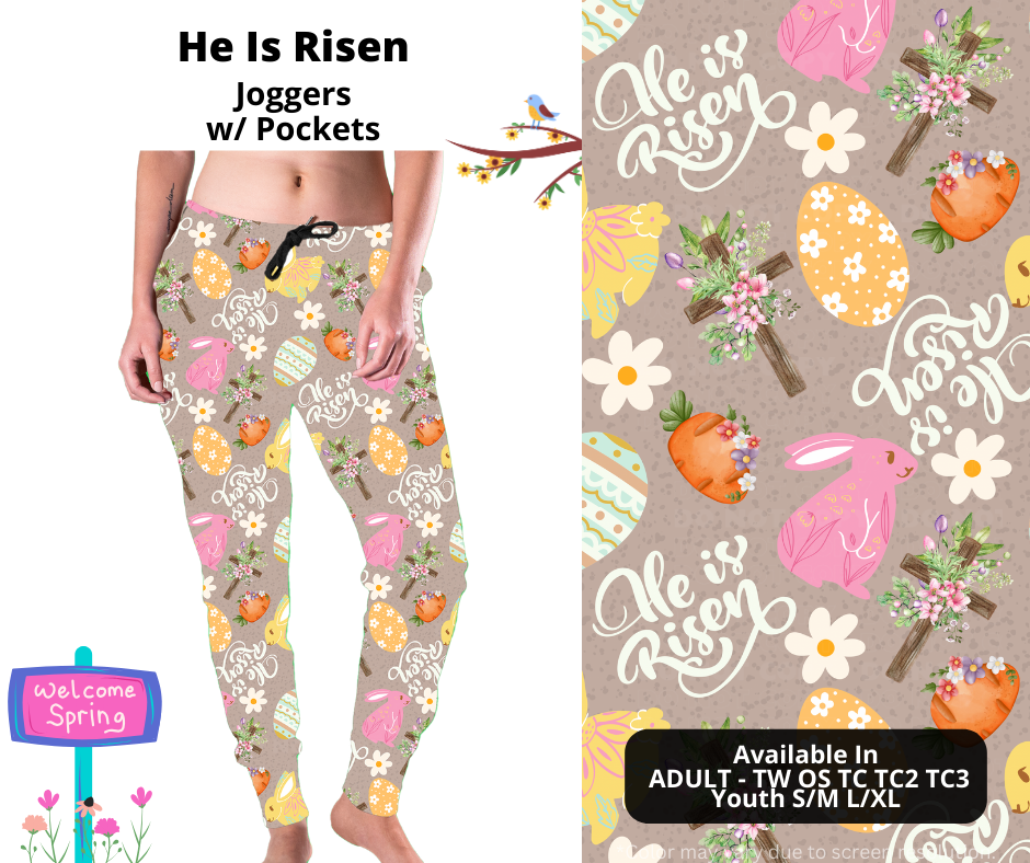 Preorder! Closes 1/20. ETA April. He Is Risen Joggers