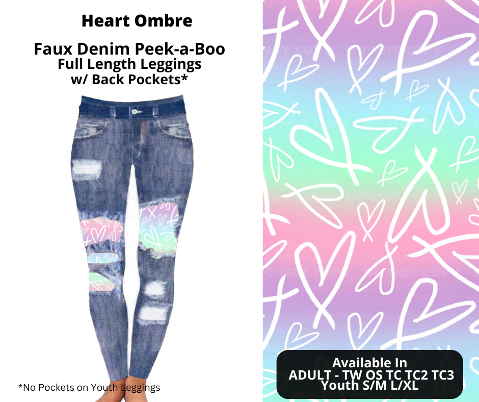 Preorder! Closes 11/20. ETA Jan. Heart Ombre Faux Denim Peekaboo Full Length